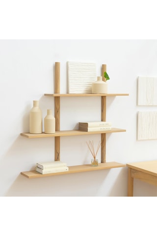 Estante mural 3 niveles de madera de Sungkai maciza - 100 x 98 x 20 cm