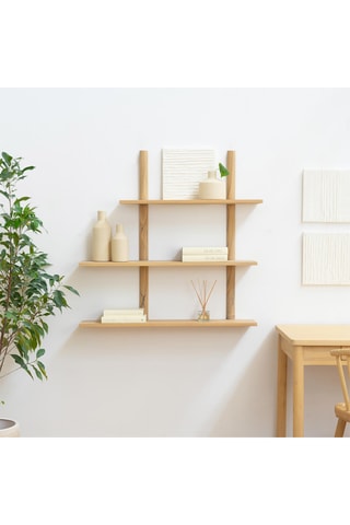 Estante mural 3 niveles de madera de Sungkai maciza - 100 x 98 x 20 cm