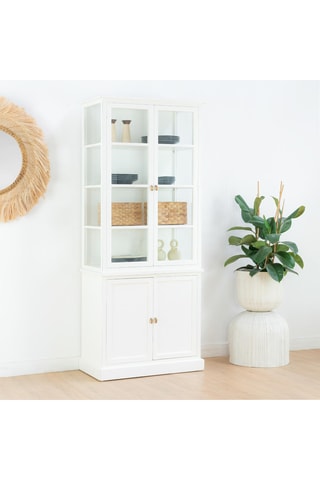 Vajillero de 4 puertas de madera de Sungkai maciza - 80 x 191 x 42 cm