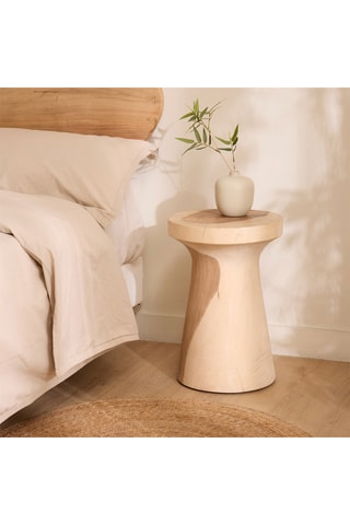 Mesilla de noche de madera de Trembesí maciza - 35 x 51,5 x 35 cm