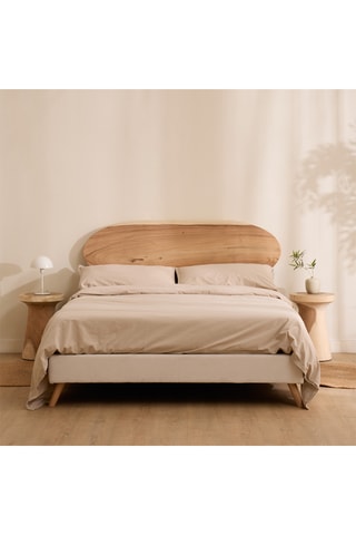 Mesilla de noche de madera de Trembesí maciza - 35 x 51,5 x 35 cm