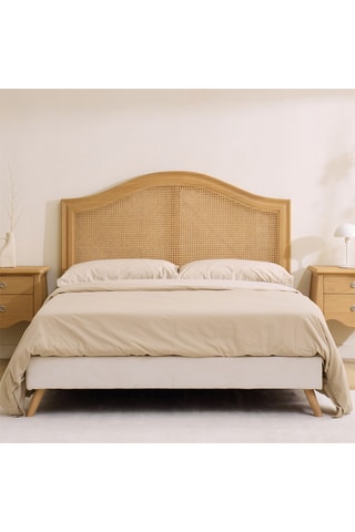 Cabecero de madera de Sungkai maciza y ratán - 160 x 130 x 3,5 cm