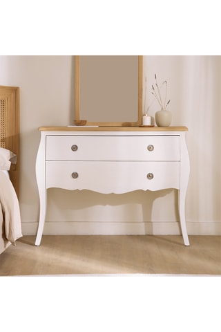 Cómoda 2 cajones de madera de Sungkai - 108 x 82 x 42,5 cm