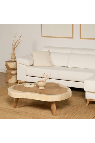 Mesa de centro extensible de madera de Trembesí maciza - 70/75 x 75/80 cm