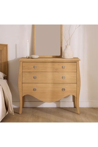 Cómoda 3 cajones de madera de Sungkai - 97,5 x 87,5 x 44 cm