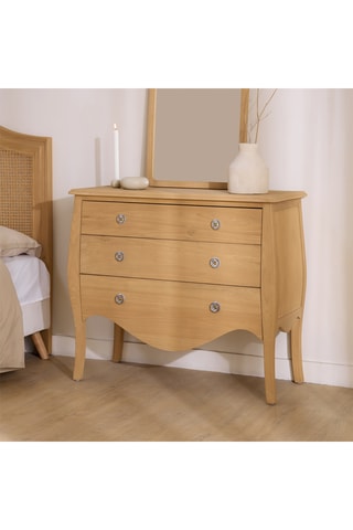 Cómoda 3 cajones de madera de Sungkai - 97,5 x 87,5 x 44 cm