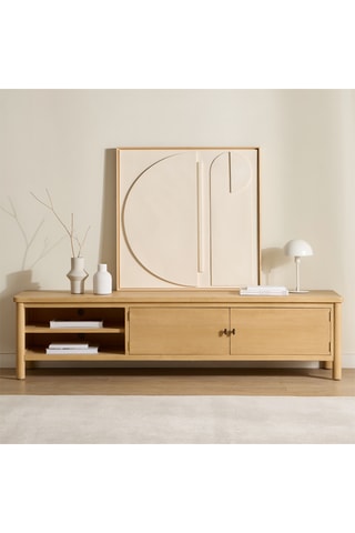 Mueble de TV de 2 puertas de madera de Sungkai - 100 x 45 x 46 cm