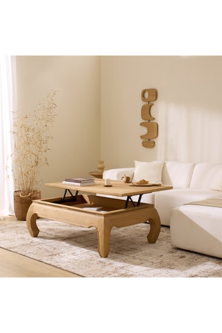 Mesa de centro elevable de madera de Sungkai - 120,5 x 81 x 43 cm