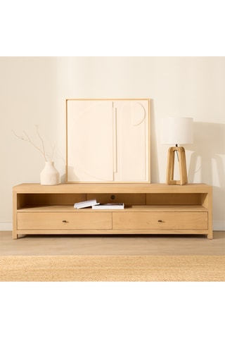 Mueble de TV de 2 puertas de madera de Sungkai - 180 x 47,5 x 44 cm