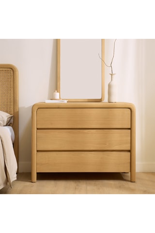 Cómoda 3 cajones de madera de Sungkai - 100 x 76 x 45,5 cm