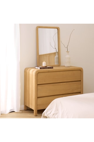 Cómoda 3 cajones de madera de Sungkai - 100 x 76 x 45,5 cm