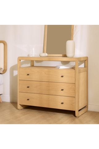 Cómoda 3 cajones de madera de Sungkai - 100 x 83 x 46 cm