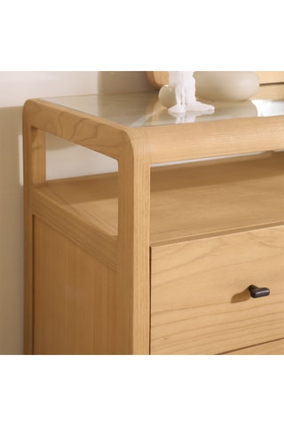 Cómoda 3 cajones de madera de Sungkai - 100 x 83 x 46 cm