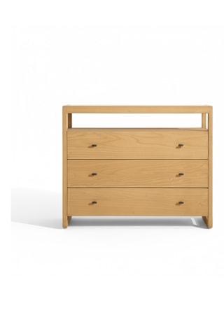 Cómoda 3 cajones de madera de Sungkai - 100 x 83 x 46 cm