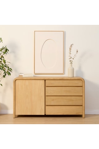 Aparador de 1 puerta de madera de Sungkai - 145 x 80 x 42 cm