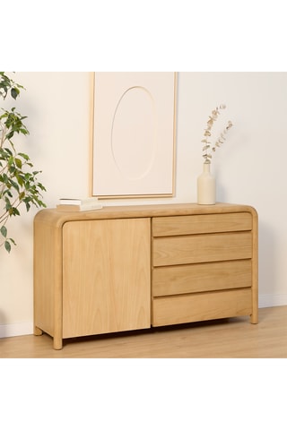 Aparador de 1 puerta de madera de Sungkai - 145 x 80 x 42 cm