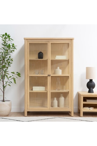 Vajillero de 2 puertas de madera de Sungkai maciza - 55 x 100 x 42 cm