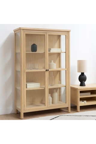 Vajillero de 2 puertas de madera de Sungkai maciza - 55 x 100 x 42 cm