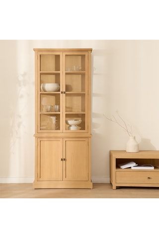 Vajillero de 4 puertas de madera de Sungkai maciza - 80 x 191 x 42 cm