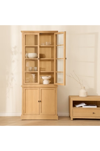 Vajillero de 4 puertas de madera de Sungkai maciza - 80 x 191 x 42 cm