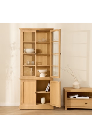 Vajillero de 4 puertas de madera de Sungkai maciza - 80 x 191 x 42 cm