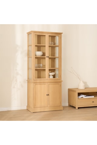 Vajillero de 4 puertas de madera de Sungkai maciza - 80 x 191 x 42 cm