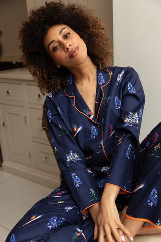 Pyjamablouse Alpes - Marineblauw