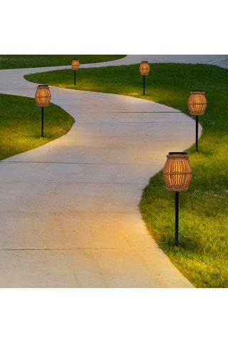 Faretto a energia solare LED Silvina - Effetto rattan e nero 