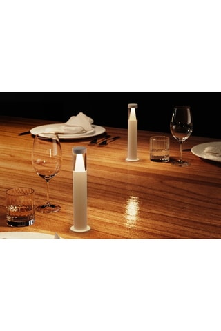 4 mini lampade da tavolo senza cavo STICK Bianco H19cm + base di ricarica