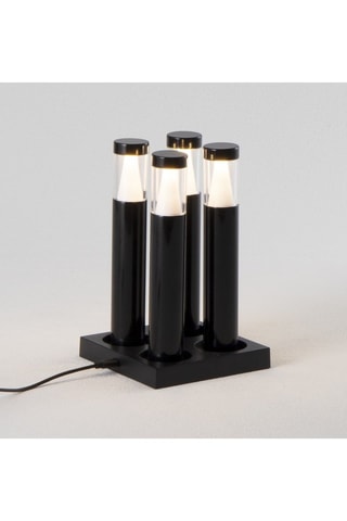 4 mini lampade da tavolo senza cavo STICK Nero H19cm + base di ricarica