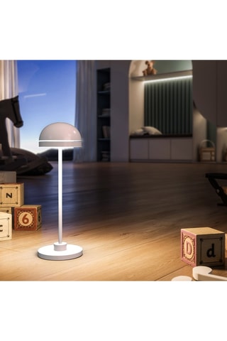 Lampada da tavolo touch alluminio LED DUPLO CUP Bianco H26cm