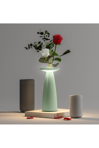 Lampada da tavolo senza cavo vaso FLORA Verde H20cm