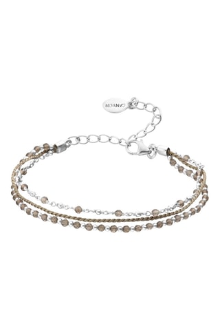 Bracelet multi-rangs - Argent et quartz fumés