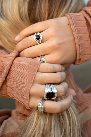 Bague 3-en-1 - Argent et onyx