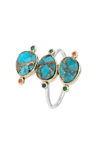 Bague - Argent et turquoises