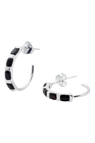 Créoles - Argent et onyx