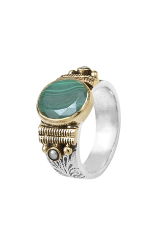 Bague - Argent et malachite