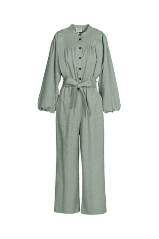 Tuta in lino Gerta - Verde acqua melange