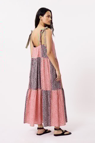 Robe longue Aylin - Noir et rouge