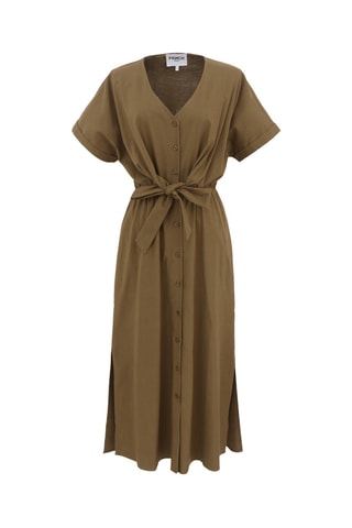 Abito a camicia in lino Perrine - Kaki