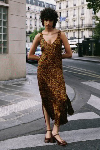 Lange Jurk Nahila - Bruin