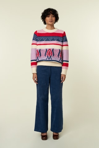 Velours Broek Hoge Taille Yiwen - Marineblauw