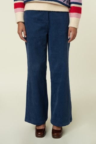 Velours Broek Hoge Taille Yiwen - Marineblauw