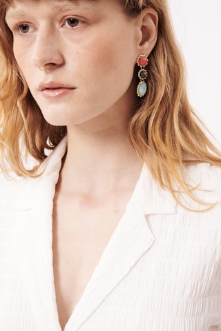 Oorbellen Cacilie - Turquoise en Rood