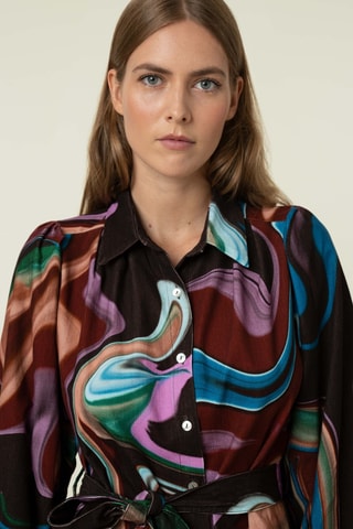 Blouse-Jurk Razika - Paars en Donkerbruin