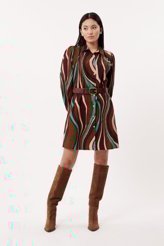 Blouse-Jurk Razika - Donkerbruin en Lichtgroen