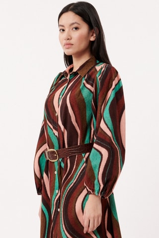 Blouse-Jurk Razika - Donkerbruin en Lichtgroen