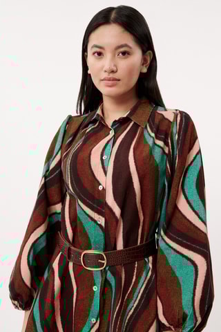 Blouse-Jurk Razika - Donkerbruin en Lichtgroen