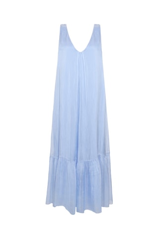 Robe longue en soie Lynda - Bleu lavande