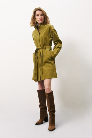 Abito a camicia in velluto Cloelia - Verde oliva